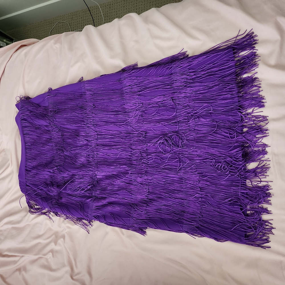Purple Maxi Fringe Skirt for Cocktail Nights